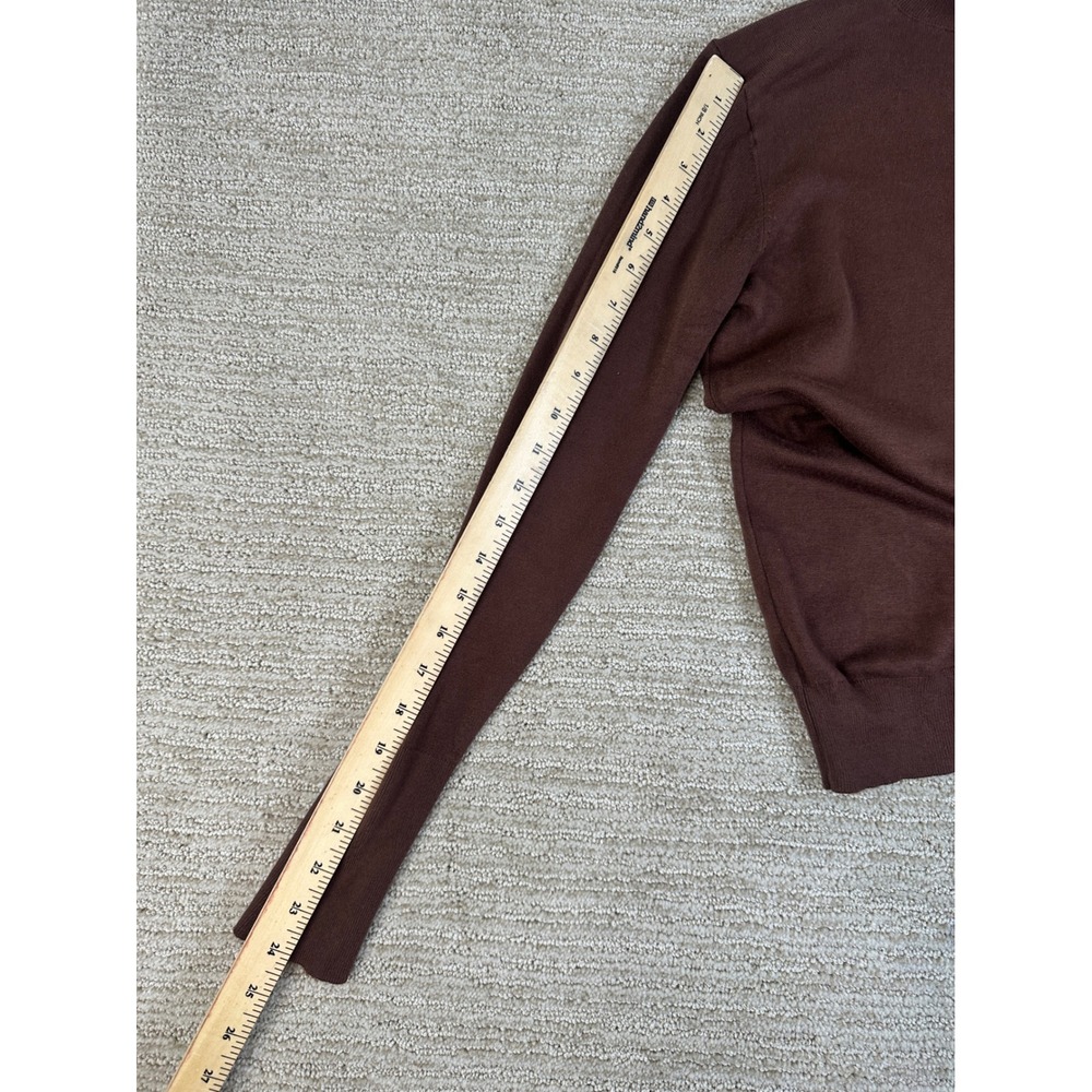 Zara Brown Turtleneck Sweater Gold Button Cuff Knit Top Womens Medium - Picture 8 of 10